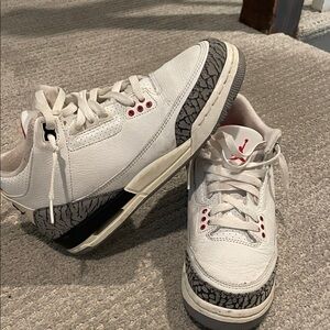 Nike Jordan Boys White and Gray Sneakers with Red Accents